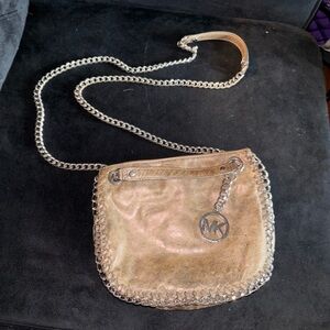 Micheal Kors Metallic Gold Gunmetal Small Purse w/ 2-way wear Chain Strap *NWOT*